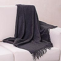 100% alpaca throw, 'Cozy Dark Gray' - 100% Alpaca Wool Solid Throw