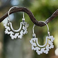 Sterling silver hoop earrings, 'Magical Mitla' - Collectible Sterling Silver Hoop Earrings