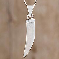 Men's lilac jade pendant necklace, 'Invincible' - Men's Artisan Crafted Sterling Silver Pendant Jade Necklace