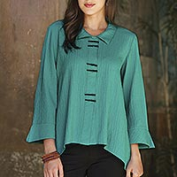 Easy-care travel shirt, 'Chopsticks' - Chopsticks Easy Care Button-Up Travel Shirt