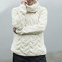 Merino wool cowl neck sweater, 'Broadhaven' - Merino Wool Cowl Neck Sweater Made in Ireland