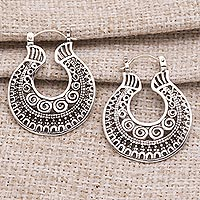 Sterling silver hoop earrings, Ancient Spirals