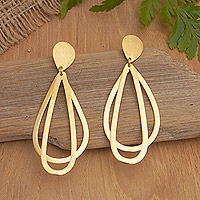 Gold-plated dangle earrings, 'Shimmering Unity' - Contemporary 22k Gold-Plated Dangle Earrings from Indonesia