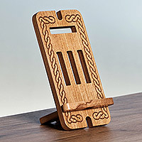 Wood phone holder, 'Smart Style' - Traditional Handcrafted Beechwood Phone Holder